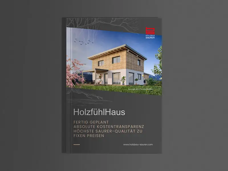 Cover des Katalog Holzfühlhaus Holzbau Saurer